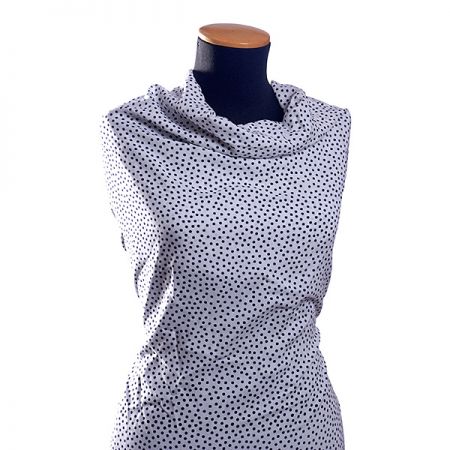 Viskozová látka malý černý puntík/bílý podklad