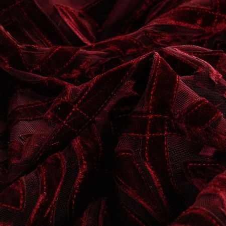 Krajka tylová sametová aplikace vínová