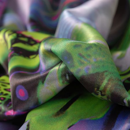 Satén fantázie vo farbách zelenej / pastel fialové