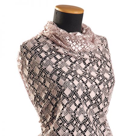 Efektní hrubá krajka starorůžová geometrický motiv