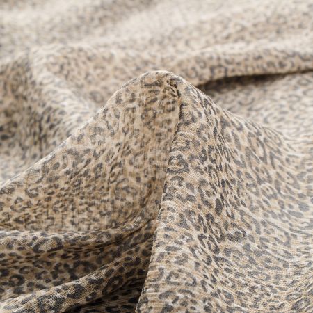 Šifon plisé zvířecí motiv černozelený