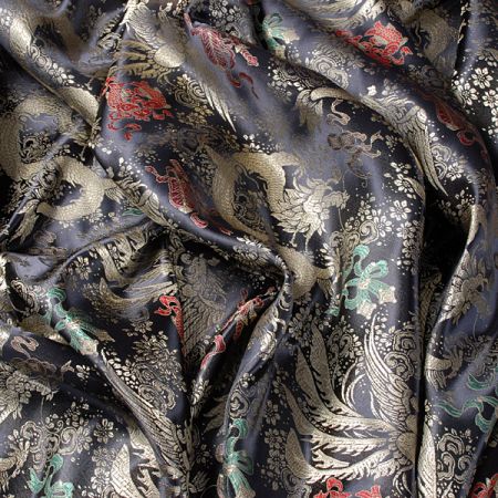 Látka brokát orientální motiv černý