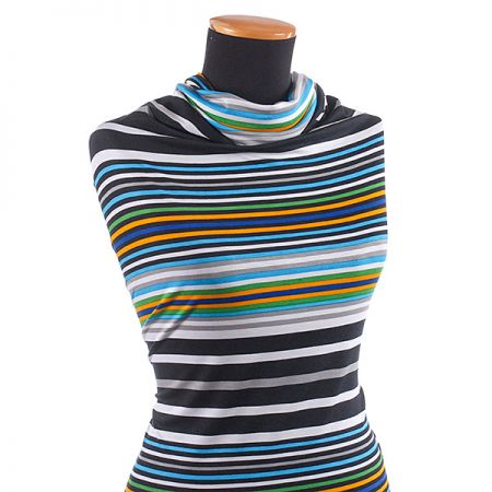 Viskozový úplet proužky modrý