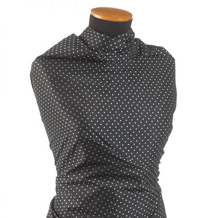 Žakárový taft puntiky černo/šedý