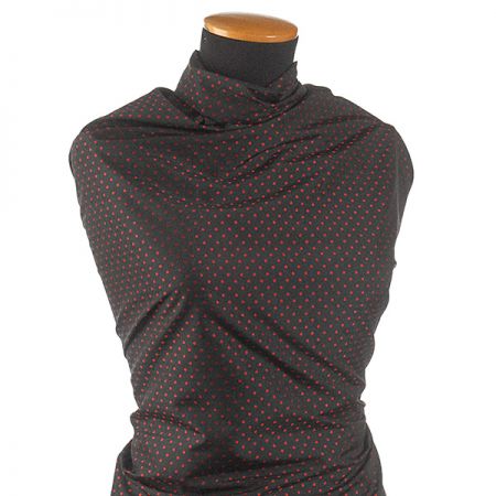 Žakárový taft puntiky červeno/černý