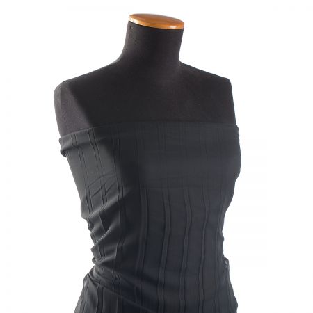 Šifon plise látka černý sklad 3cm