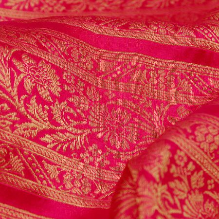Vyšívaná taftová metráž fuchsie zlaté pruhy