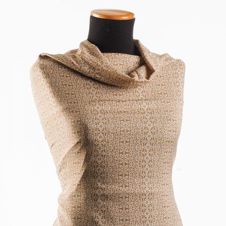 Viskozová šatová látka krajkový vzor béžová