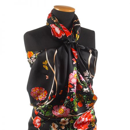 Imitace hedvábí digitální tisk černá