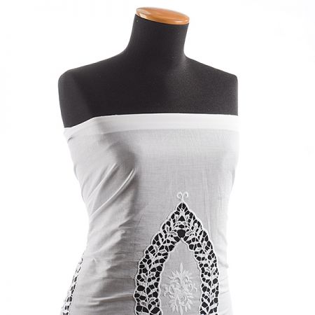 Bavlněné plátno s výšivkou rišelie bílá