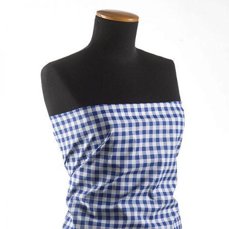 Bavlněná látka vzork kostek kanafas modrobílá