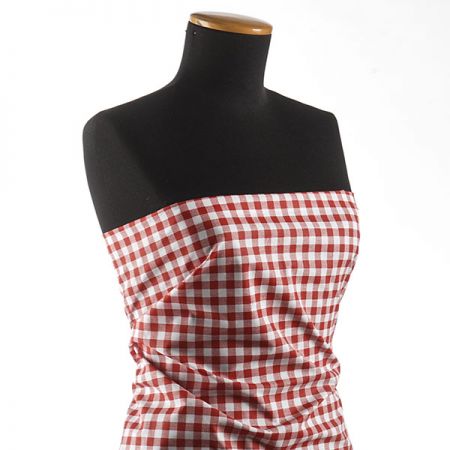 Bavlněná látka vzork kostek kanafas červenobílá