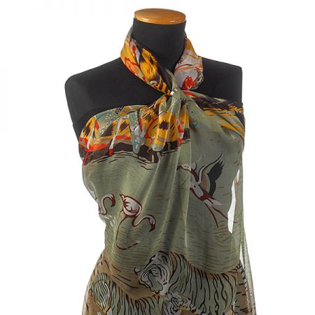 Hedvábný šifon zvířecí vzor