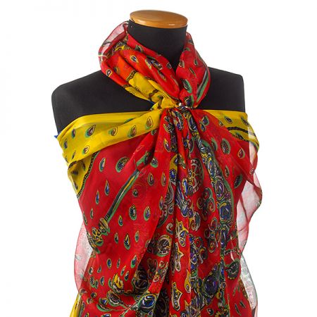 Hedvábný šifon slzičky/jezdec na koni červený