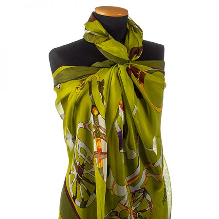 Hedvábný šifon jezdec a kůň