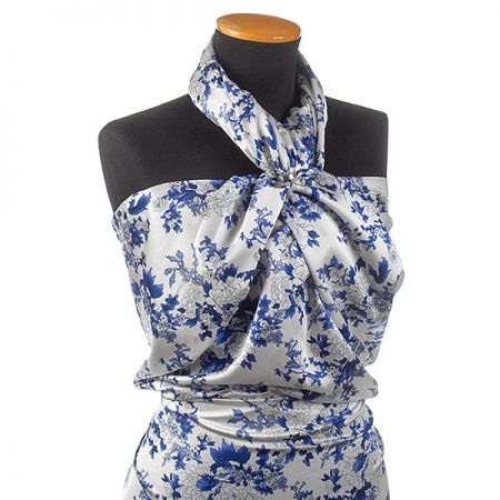 Hedvábný satén japonerie květinový vzor