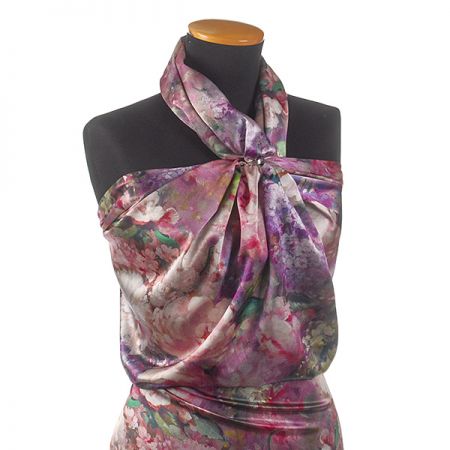 Hedvábný satén květinový motiv malba akvarel