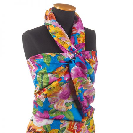 Hedvábný žakár tisk květinový vzor