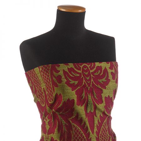 Replika historické tkaniny Rokoko fuchsiová/zelená