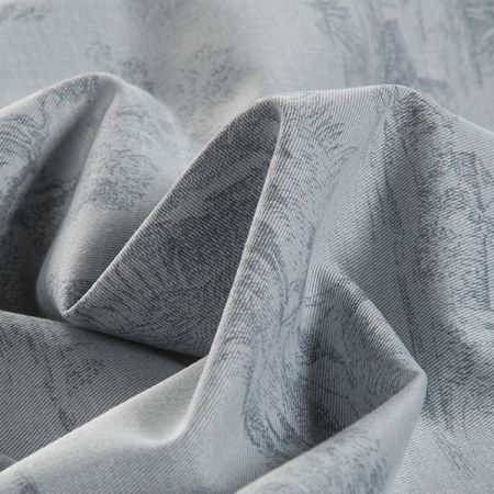 Látka s motivem toile de jouy šedomdrá