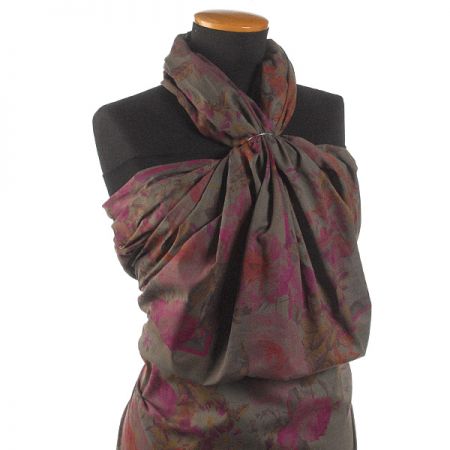 Bavlněná látka etamín květy vínová/hnědá