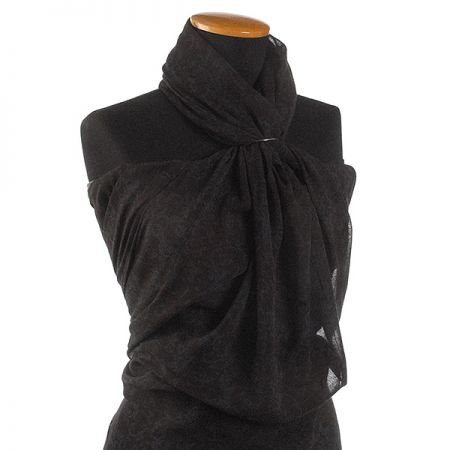 Voál bavlna směs květinový vzor tm.modrá/hnědá