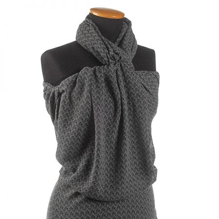 Voál bavlna směs vzor puntíky modrá/šedá