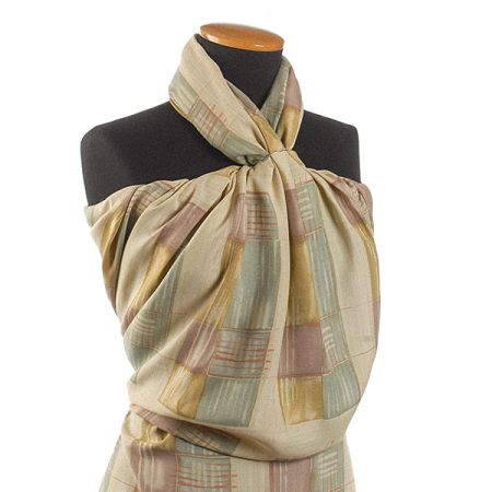 Viskózová letní látka geometrický vzor pastel zelená