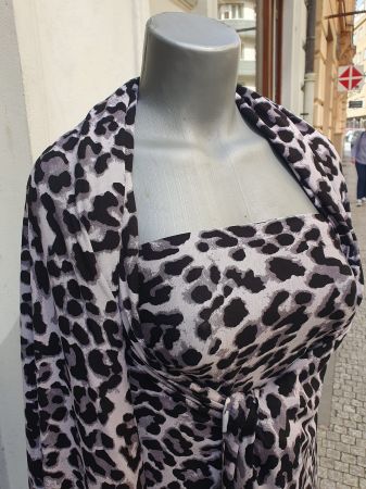 Letní úplet viskozový zvířecí vzor černošedý