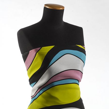 Šifon viskozový duhový zelenorůžový