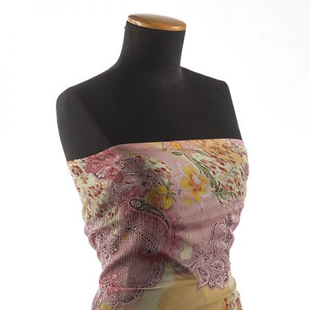 Šifon kreš paisley květinový vzor starorůžový