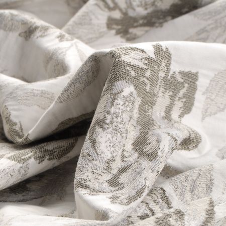 Žakárová látka květinový vzor olivovobílá