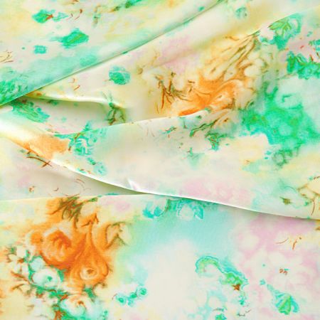 Hedvábný satén zelenkavý+šifon