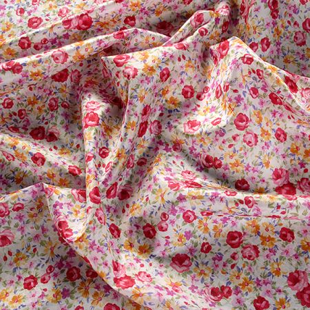 Efektné látak imitácia hodvábu kvetinový motív smotana