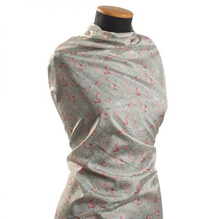 Efektné látka imitácia hodvábu kvetinový motív pistácie