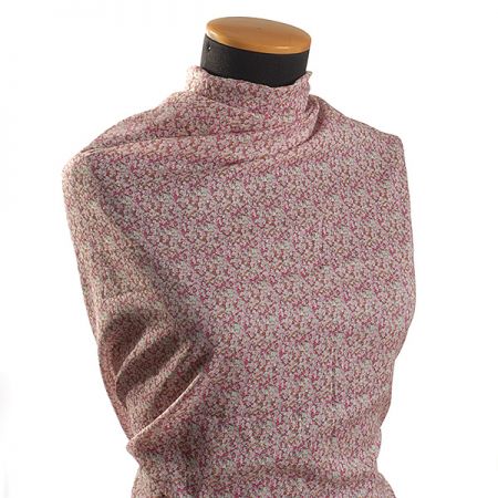 Bavlněný etamín tisk drobné květy růžová