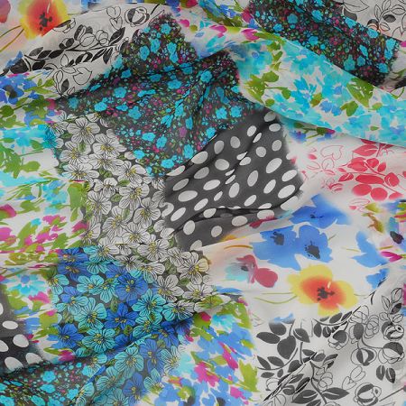 Hedvábný šifón patchwork 