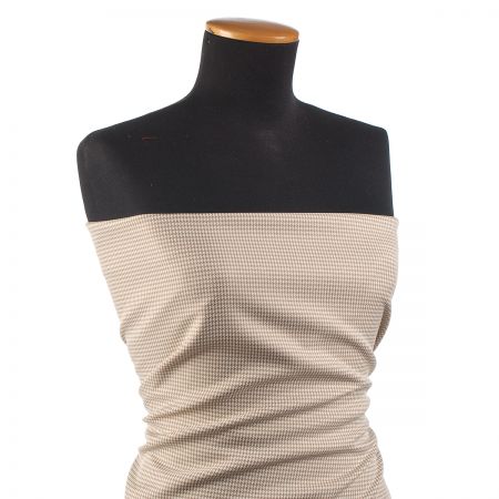 Kostýmová látka drobný pepito vzor hnědosmetanový