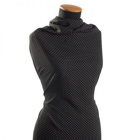 Látka šatovka drobný puntík bílá/černá