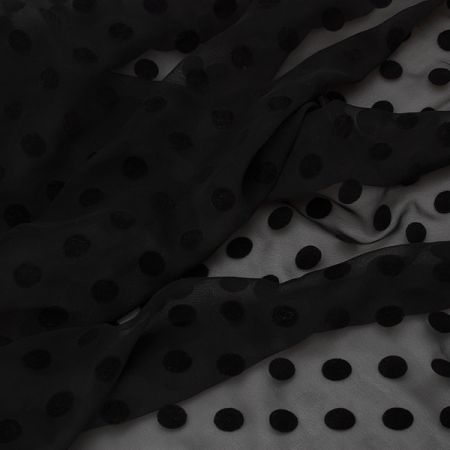 Šifon vzor puntík černý