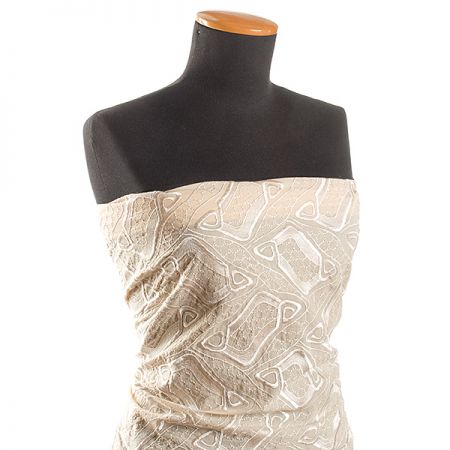 Bavlněná krajka madeira geometrický motiv béžová