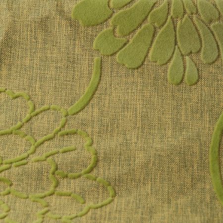 Linonovo Floral green semišový flock