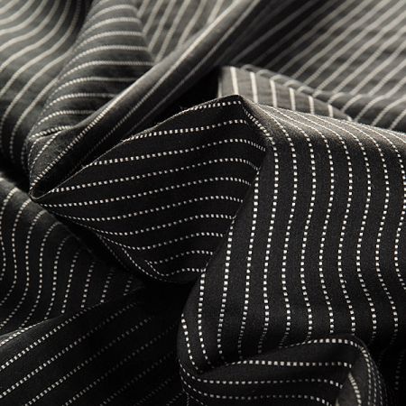 Bavlněná košilová látka žakár proužky černá/šedá