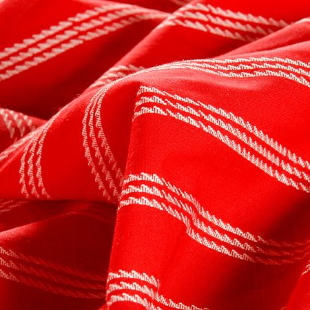 Bavlněný žakár proužky červenosmetanový