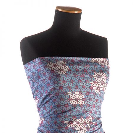 Úplet viskozový geometrický vzor modrá/růžová