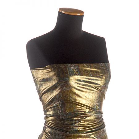 Lamé úplet tisk černozlatý