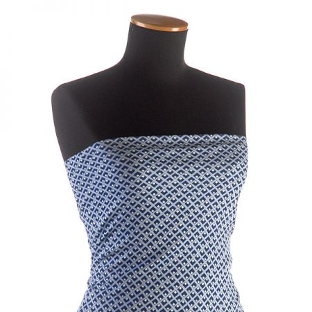 Úplet bavlněný geometrický vzor kostek modrý