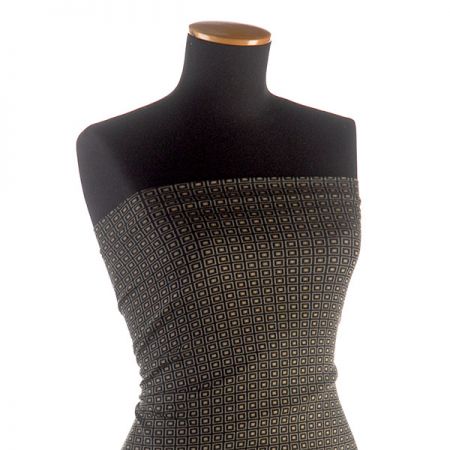 Úplet viskozový čtverečky khaki okrová