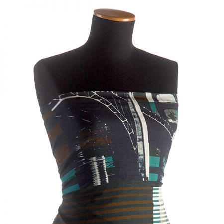 Úplet viskozový motiv města a archytektury