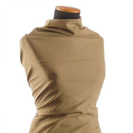 Kostýmová vlněná látka vzor proužky khaki zelená